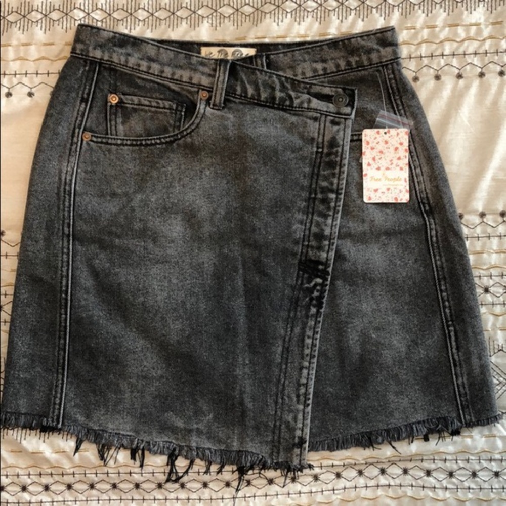 Black denim skirt